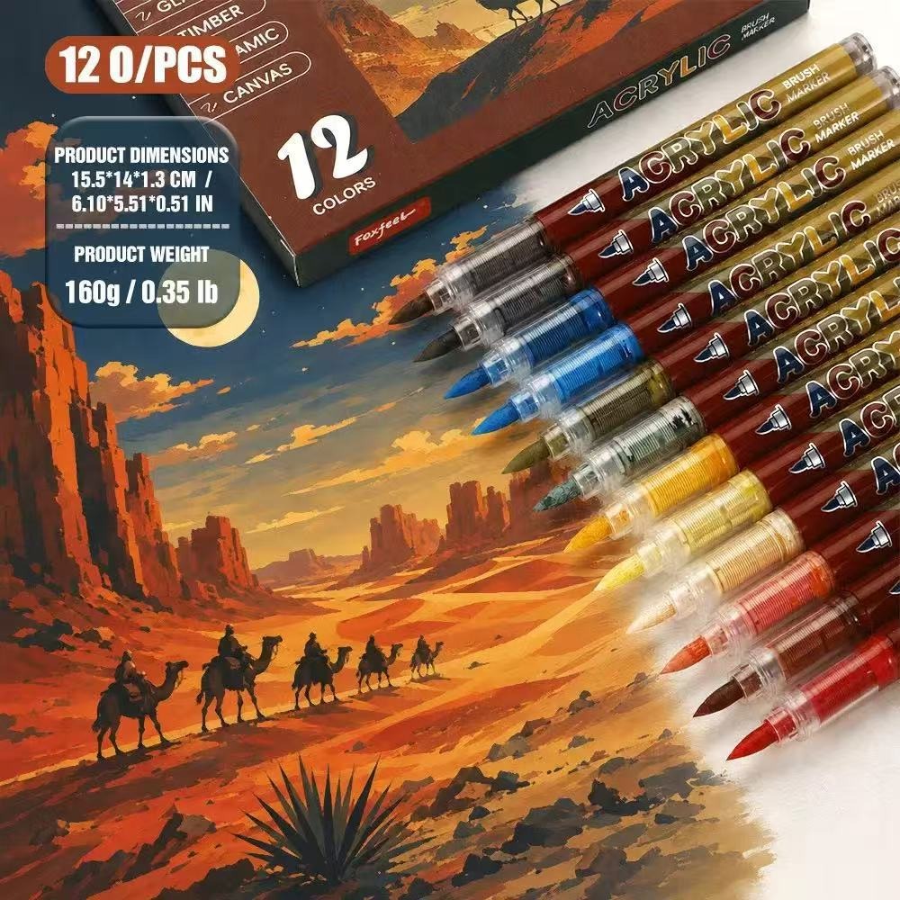Illustration Marker Set - 12Pcs Vintage Color Acrylic Paint Marker