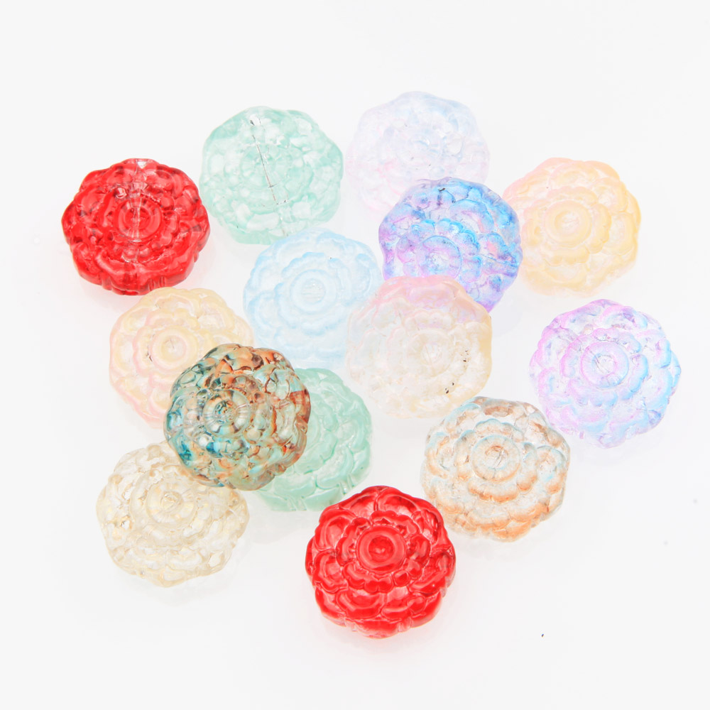Art Craft Rose - 30pcs Glass Rose Flower Beads for
