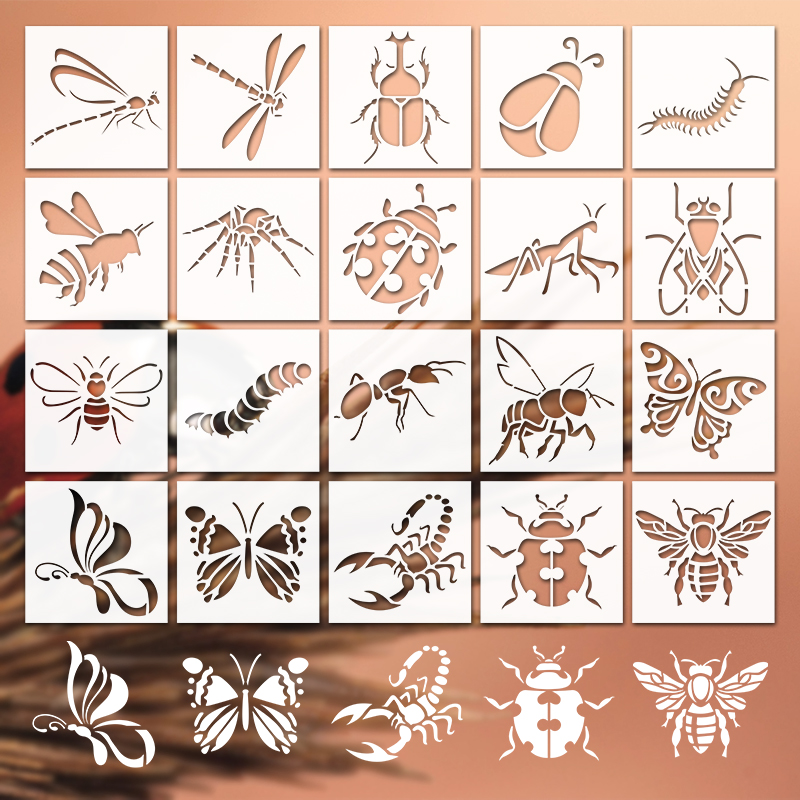 Silk Screen Printing - YOMDID 20pcs Insect Series Painting Hollow