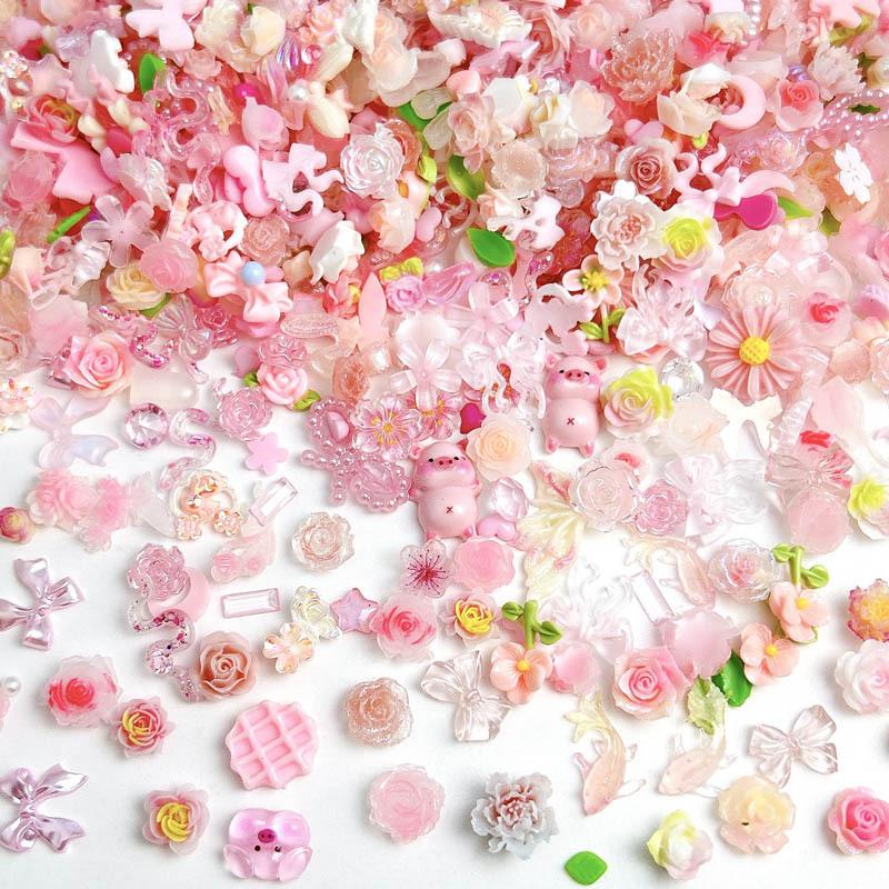Art Craft Rose - Random Mixed Sweet Pink Bow Nail
