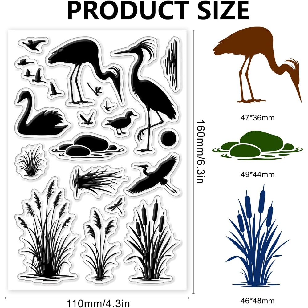 Wetlands Birds Pattern Clear S - Rubber Stamp Blank review and price