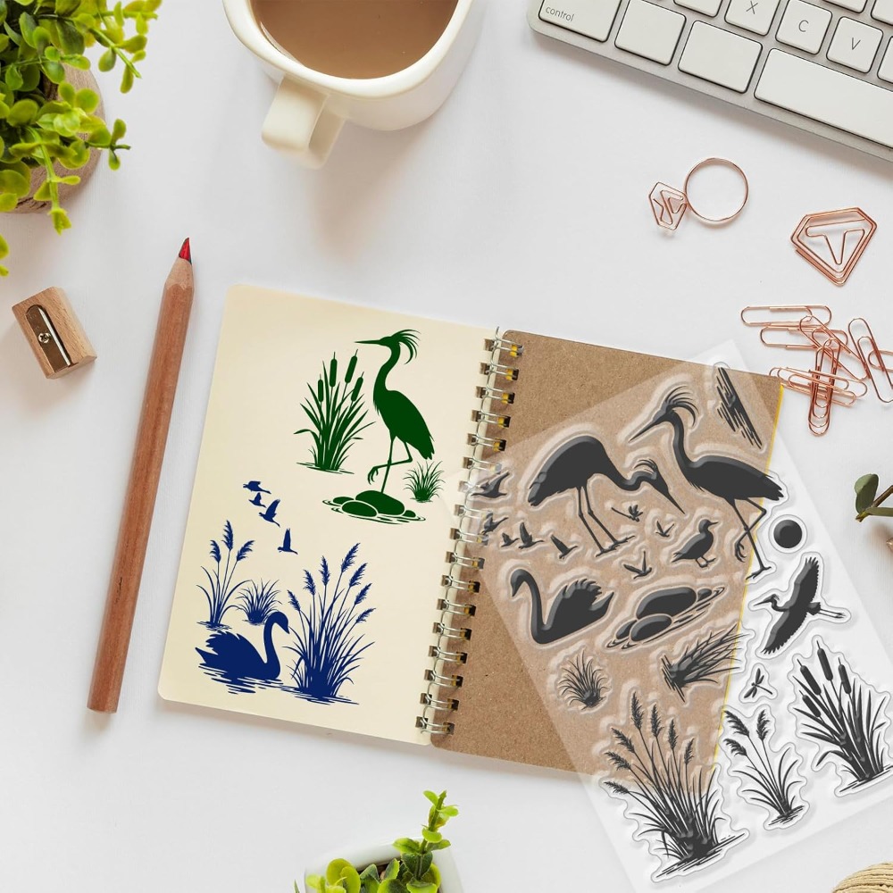 Wetlands Birds Pattern Clear S - Rubber Stamp Blank review and price