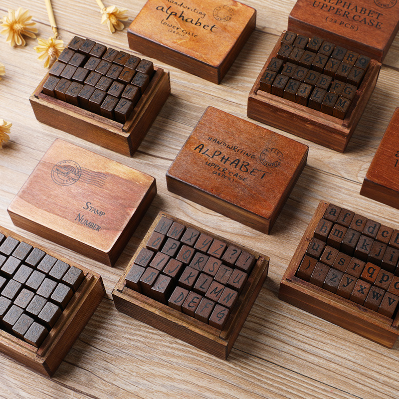 28Pcs/Box Alphabet Stamps Vint - Box Art And Craft review and price