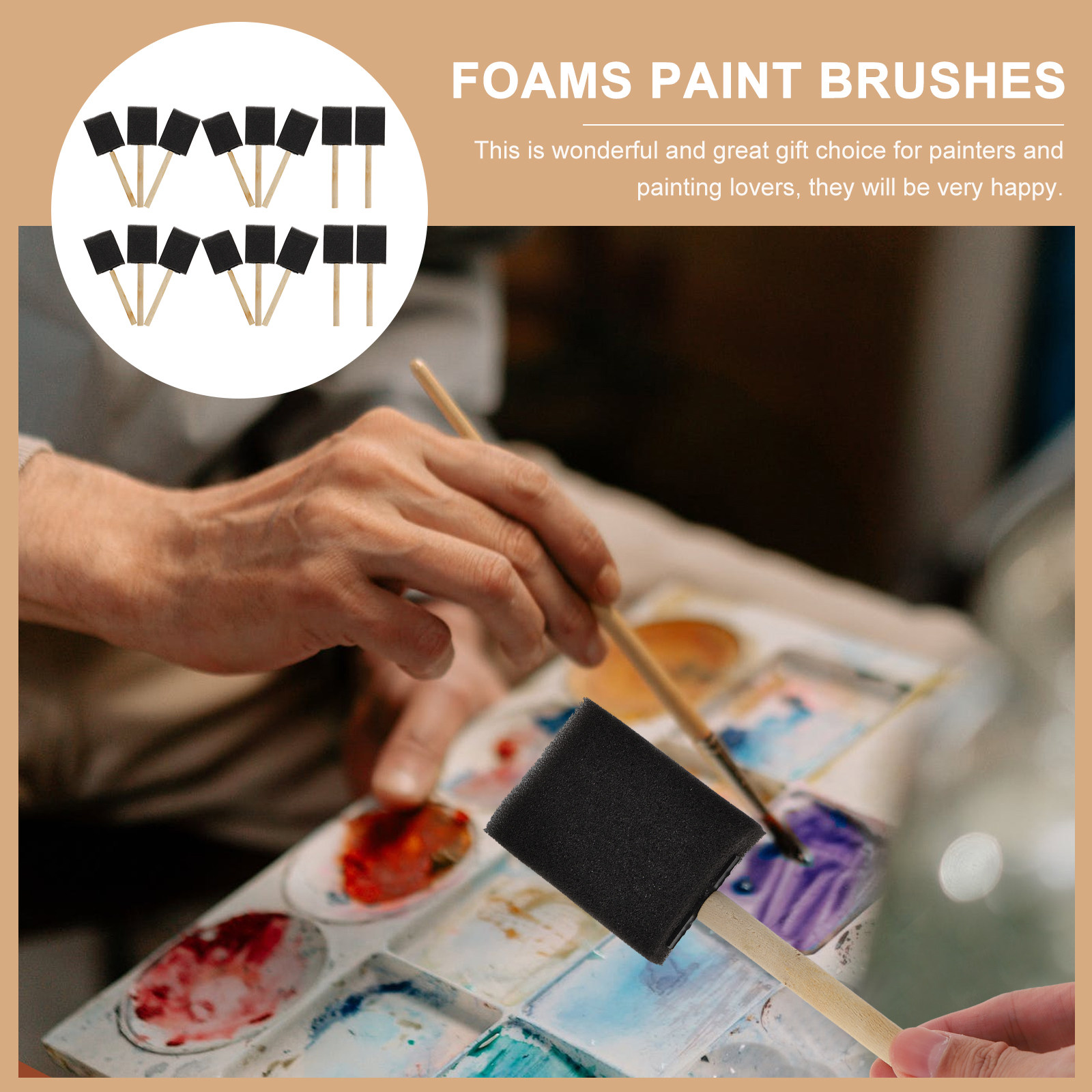 16Pcs Foam Sponge Paint Brush  - Art And Craft With Paint review and price