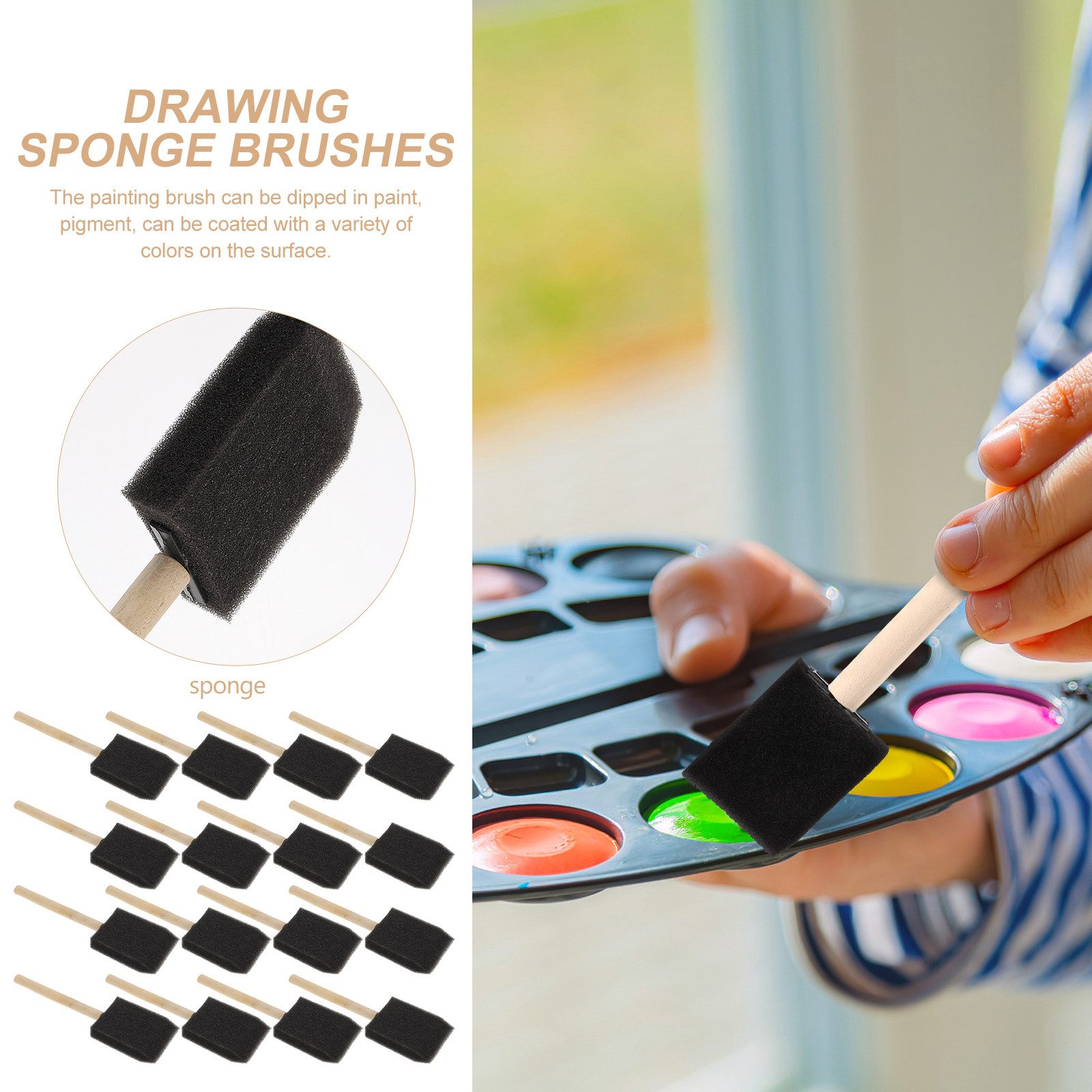 16Pcs Foam Sponge Paint Brush  - Art And Craft With Paint review and price