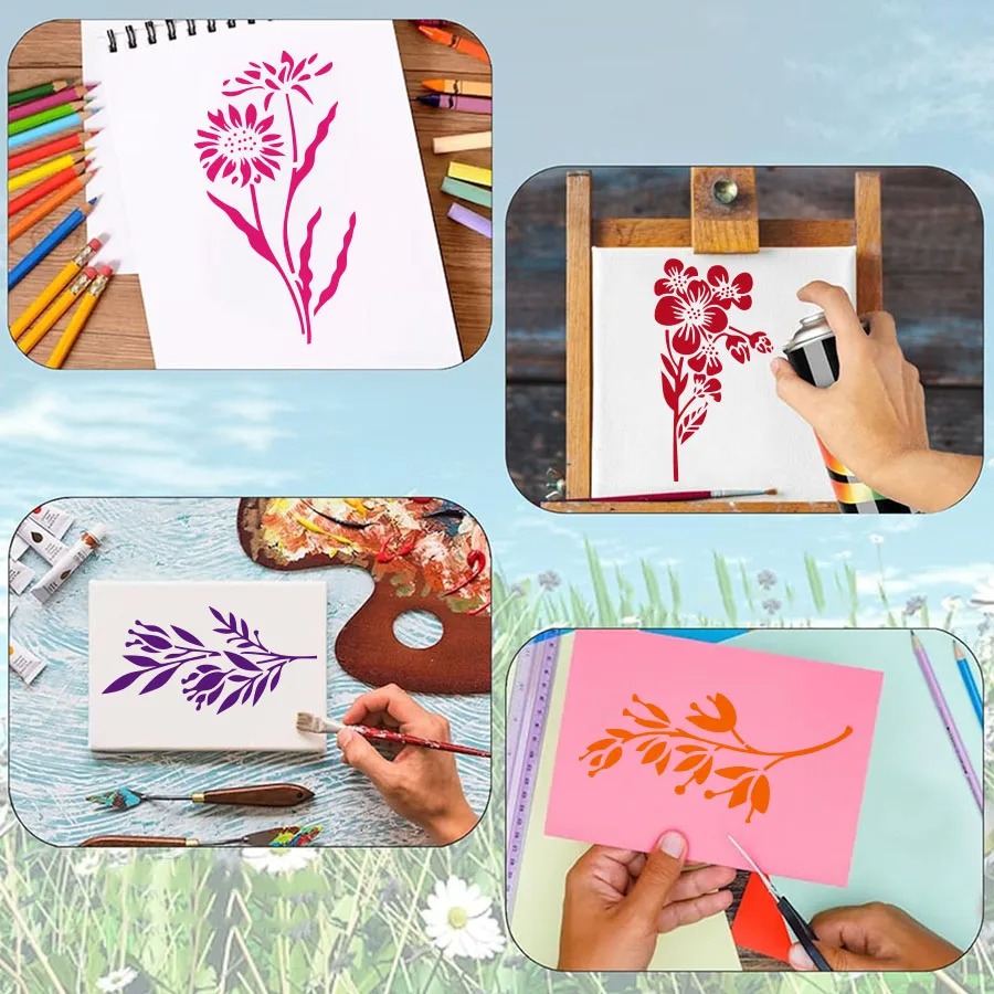 18 Pcs Flower Leaf Stencils Re - Art Craft Template review and price