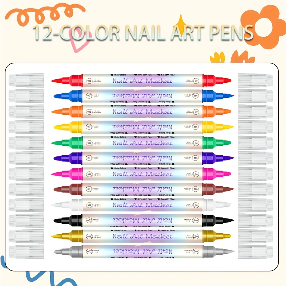 12 Colors Nail Art Pen Set 24  - Illustration Marker Set review and price