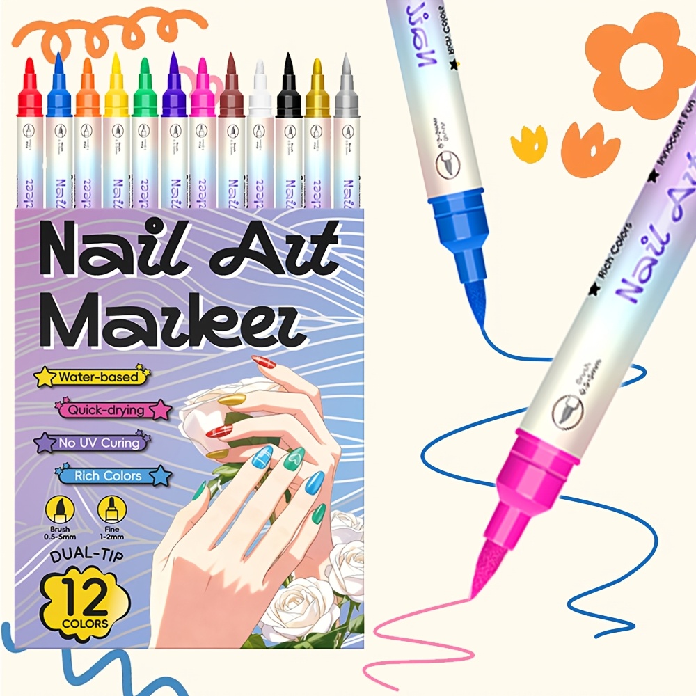 12 Colors Nail Art Pen Set 24  - Illustration Marker Set review and price
