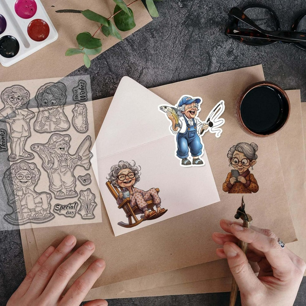 Smiling Old Lady Clear Stamps  - Rubber Stamp Blank review and price