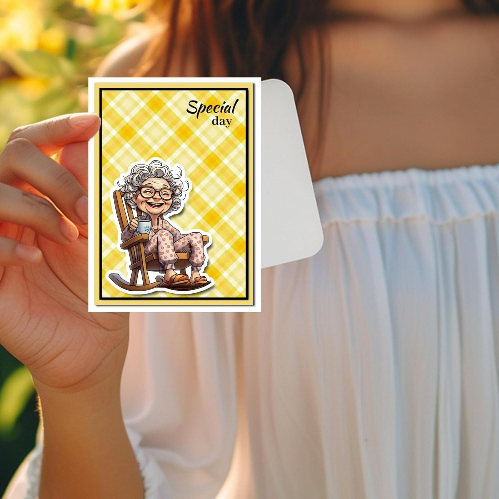 Smiling Old Lady Clear Stamps  - Rubber Stamp Blank review and price