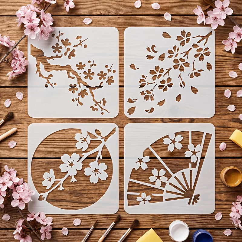 4PCS Japanese Cherry Blossom S - Art Craft Template review and price