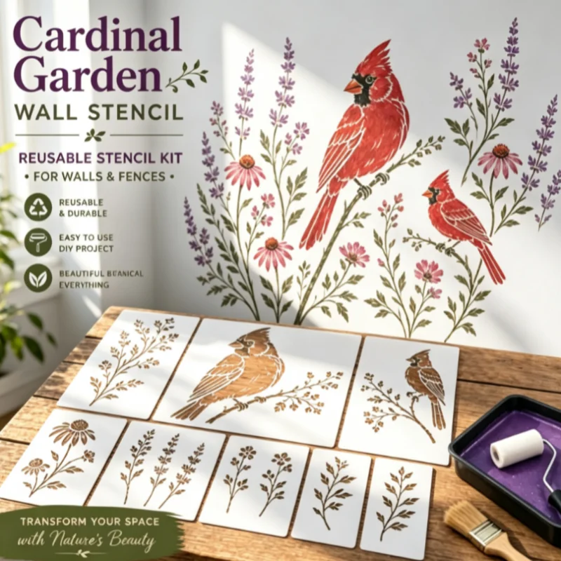 Garden Bird Flower Stencil Set - Art Craft Template review and price